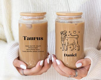 Taurus Sipper Glass, 16oz with Zodiac Design