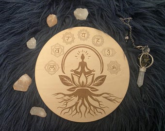 Chakra Crystal Board Set | 7 Chakra Maple Wood Board | Reiki Meditation Altar | Crystal Grid | Chakra Stone Set