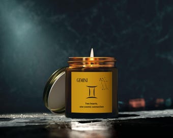 Gemini Scented Soy Candle, Astrology Gift, 20 Hour Burn
