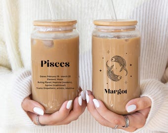 Pisces Sipper Glass, 16oz with Zodiac Design