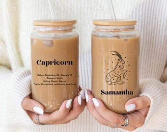 Capricorn Sipper Glass, 16oz with Zodiac Design