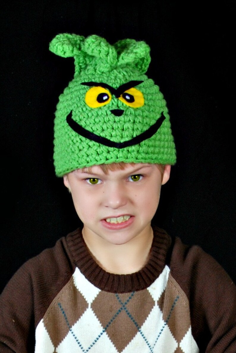 child size hat Lime green winter character hat currently made to order image 3