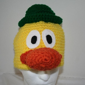 Cute hat - yellow duck with a hat on top - inspired by Pato on Pocoyo