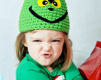 Adult size character hat  - Lime green winter hat inspired by the grinch - currently made to order