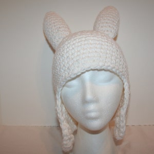 White hat with ear flaps and spikes - inspired by Fionna -  you pick the size