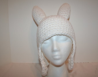 Gorro blanco con orejeras y pinchos, inspirado en Fionna. Tú eliges la talla.