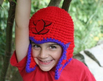 Large Red and purple helmet style hat  - fun and unique - a one of a kind hat