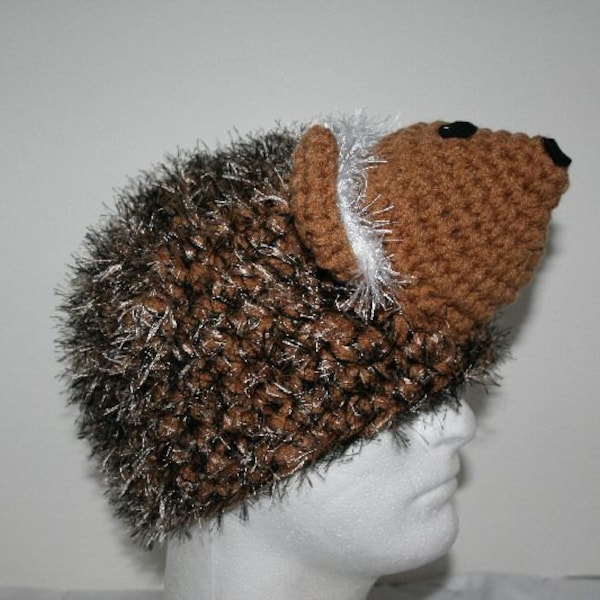 Chapeau de hérisson floue - bonnet crocheté à la main.  Très chaleureux et unique.