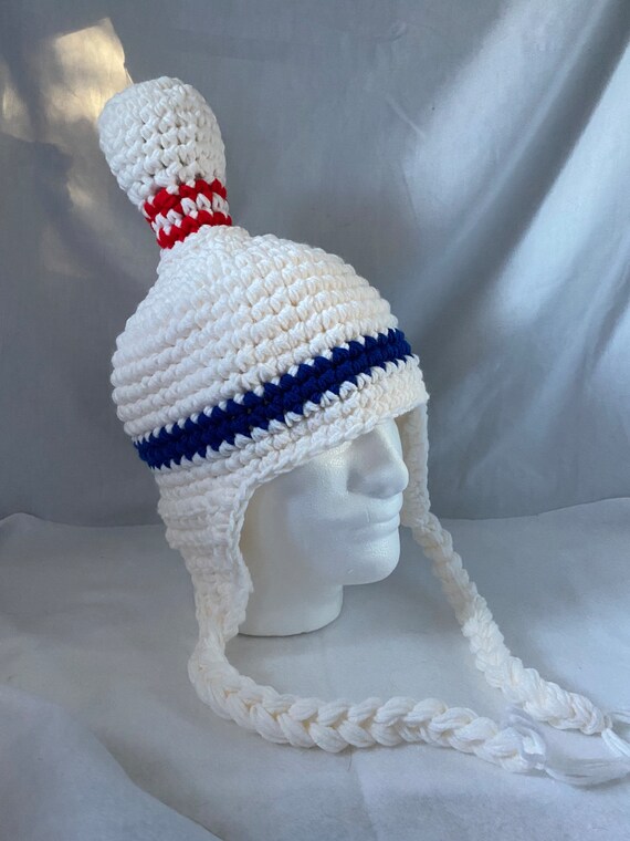 Crocheted Bowling Pin Hat With Braids: Fun Bowler Gift