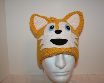 Fun video game character hat inspired by Tails the fox from Sonic the hedgehog - A one of a kind winter hat
