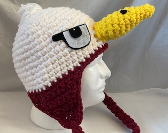 Bonnet aigle au crochet : bonnet d'hiver fantaisie, cadeau pour les amoureux des oiseaux