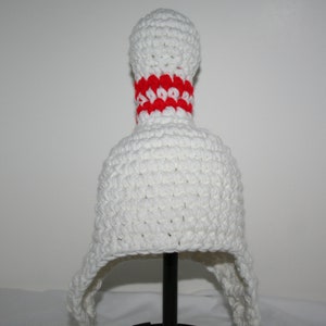 Bowling pin hat for baby gift for bowler or bowling fan crocheted fun and unique image 3
