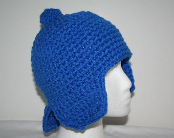 pocoyo inspired hat  with neck warmer and small ear flaps for child 20.5in - cute and unique photo prop or movie costume