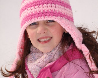 pink striped hat inspired by Edith - fun and unique stylish hat - great Halloween hat that can be worn all winter long