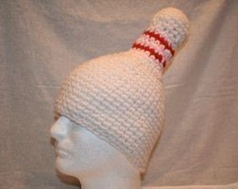 XL Bowling pin hat - gift for bowler or bowling fan crocheted fun and unique