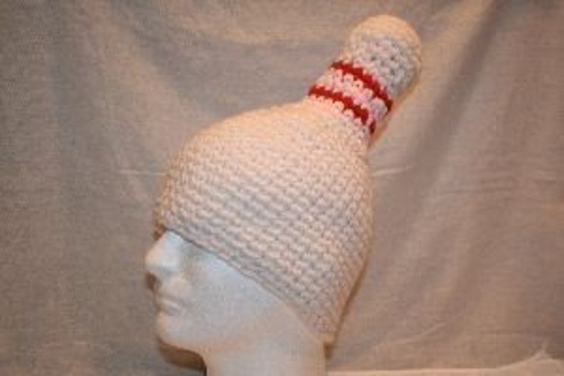 Bowling pin hat gift for bowler or bowling fan crocheted fun and unique image 3