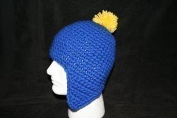 Handmade Winter Hat Royal Blue With Ear Flaps and a Canary Pom Pom Looks  Like the Hat Craig Wears on South Park -  Canada