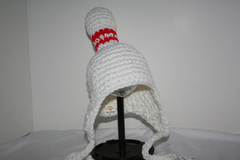 Bowling pin hat for baby gift for bowler or bowling fan crocheted fun and unique image 4