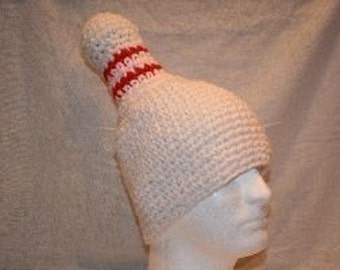 20 inch Bowling pin hat - gift for bowler or bowling fan crocheted fun and unique