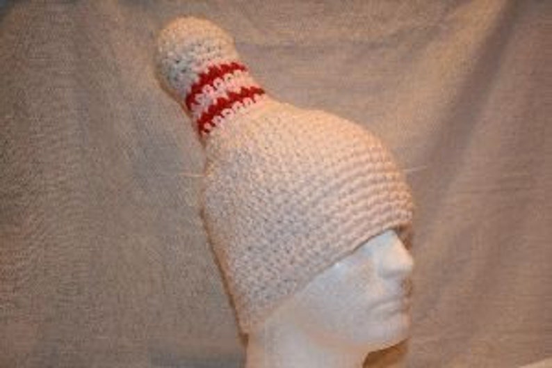 Bowling pin hat gift for bowler or bowling fan crocheted fun and unique image 1