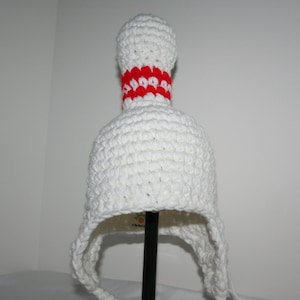 Bowling pin hat for baby gift for bowler or bowling fan crocheted fun and unique image 1