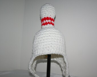 Bowling pin hat for newborn - gift for bowler or bowling fan crocheted fun and unique