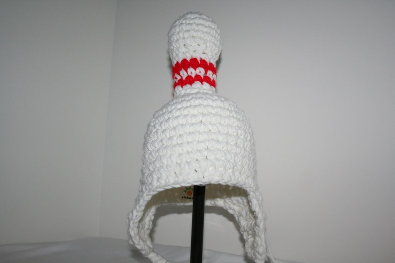 Bowling pin hat for baby gift for bowler or bowling fan crocheted fun and unique image 1