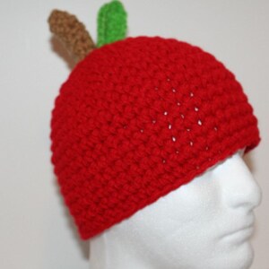 Apple hat  - handmade crocheted hat - fun warm and unique - custom sizing  and colors available