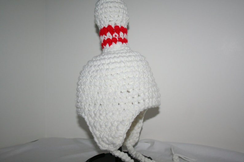 Bowling pin hat for baby gift for bowler or bowling fan crocheted fun and unique image 2