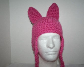 Custom Bunny hat - you choose the color  - you pick the size with matching ears, ear flaps, braids