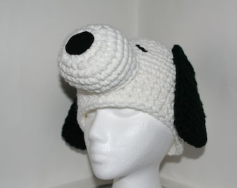 Toddler size Unique and fun handmade character hat made to look like a dog - Snoopy colors