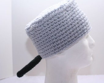 20 inch pot / pan hat handmade crocheted hat made to look like a pot or a pan. Perfect for Johnny Appleseed day.