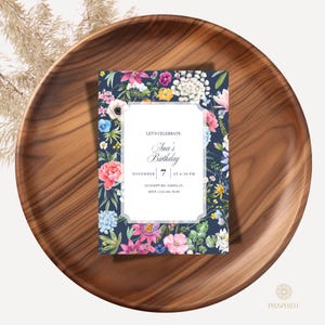 Editable Digital Floral Party Invite | Floral Birthday Invitation Template | Garden Party Printable for Women & Girls | Instant Download