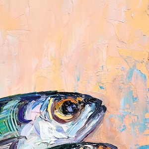 Sardine & Lemon Oil Painting: Textured Seafood Still Life