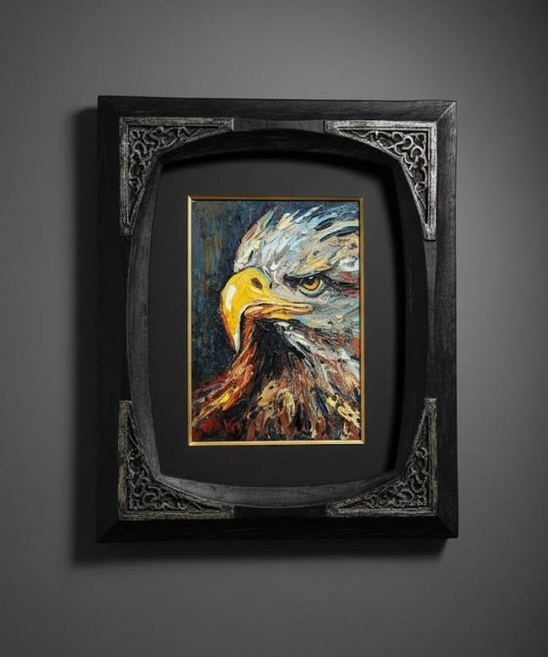 Bald Eagle Oil Painting: Original Animal Art American Symbolism, Birds ...