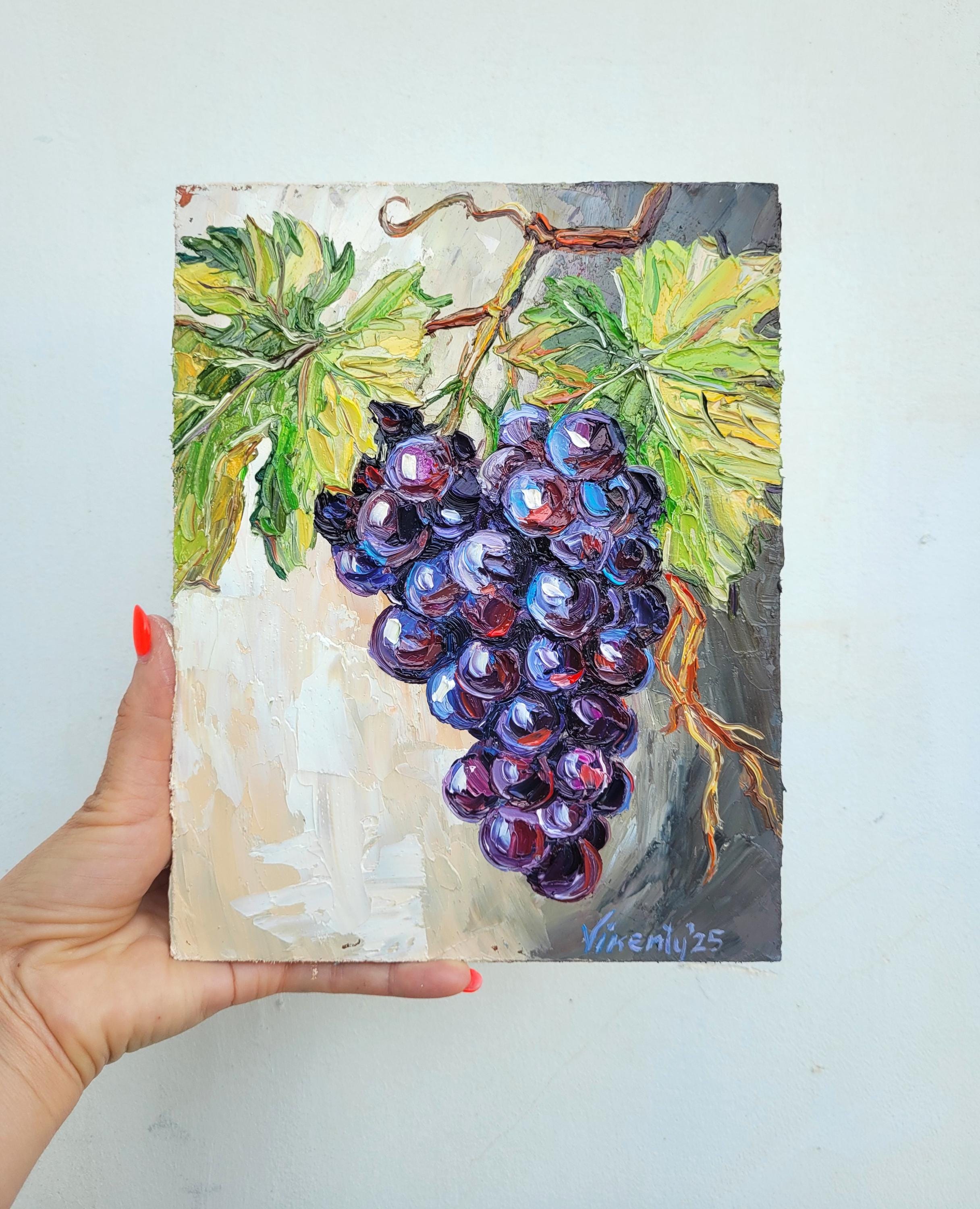 Grape Bunch Oil Painting Original Art Impasto Fruit Still Life Art