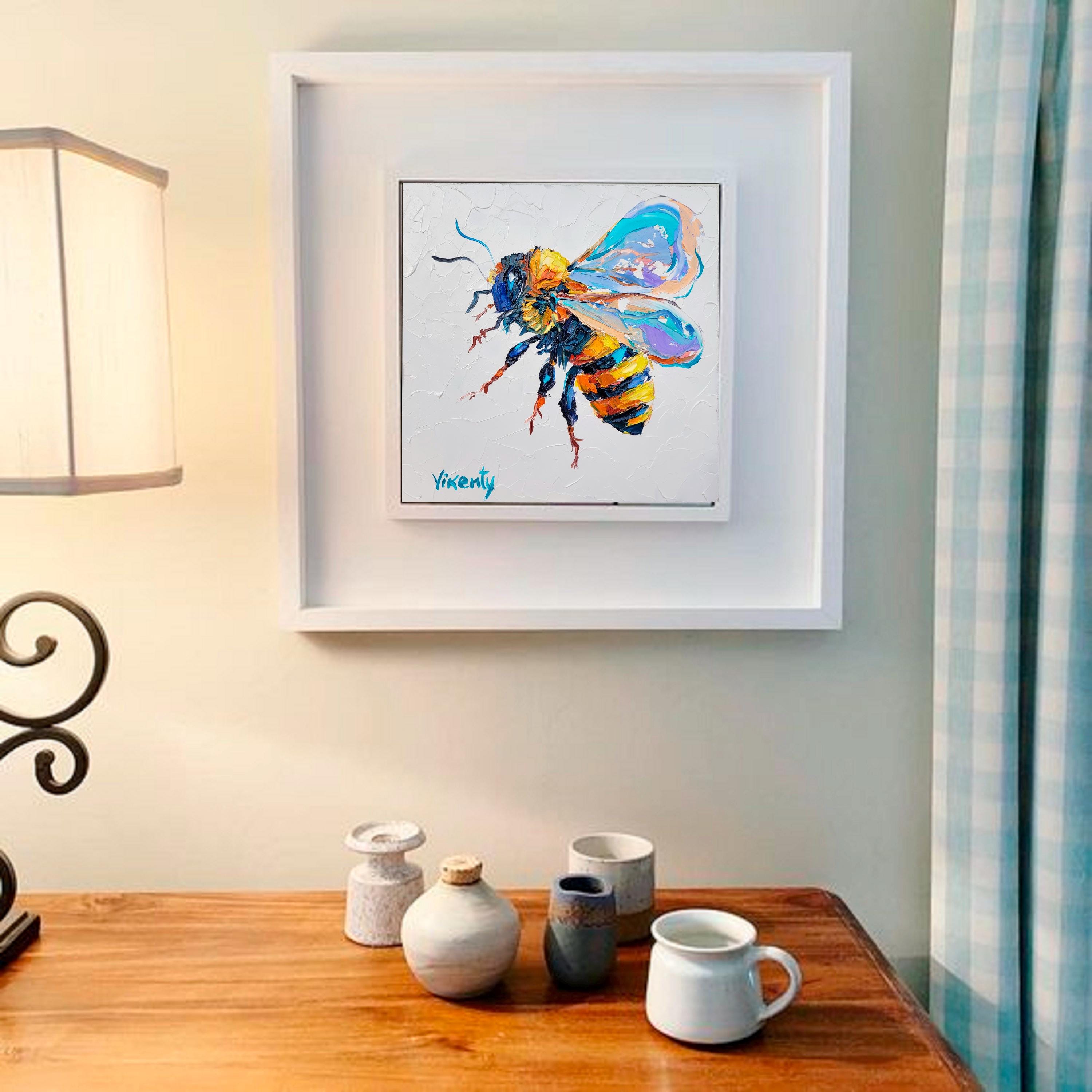 Honey Bee Painting Bumble Bee Original Art Impasto Oil Painting Bee ...