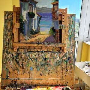 Santorini Greece Oil Painting Impasto Original Art Mediterranean Greek Island Wall Art 12x16 image 18