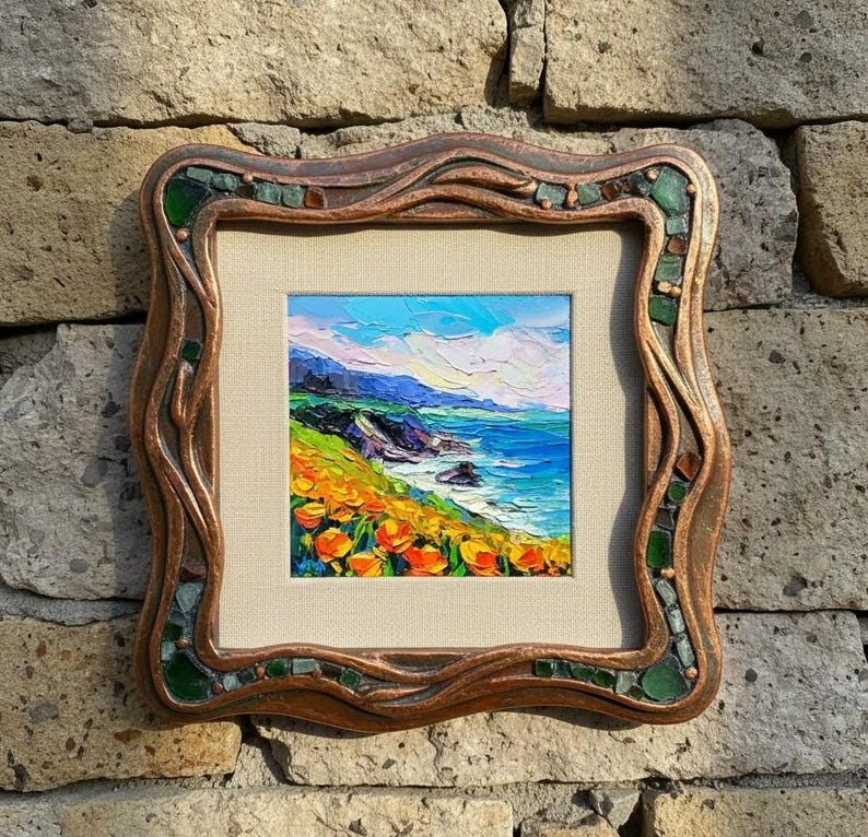 California Poppy Impasto Oil Painting Original Art Coastal Seascape ...