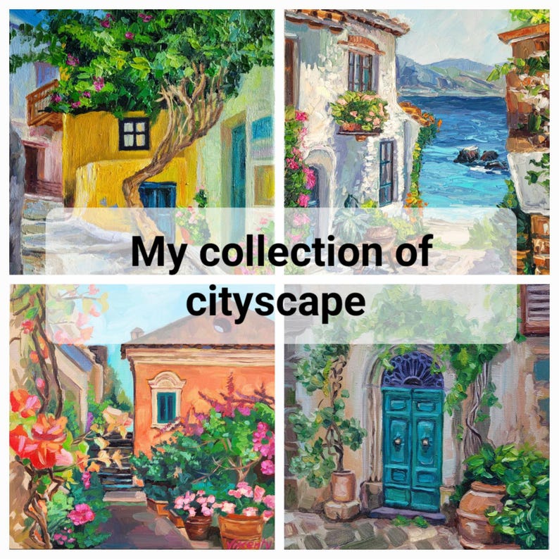 Santorini Greece Oil Painting Impasto Original Art Mediterranean Greek Island Wall Art 12x16 image 12