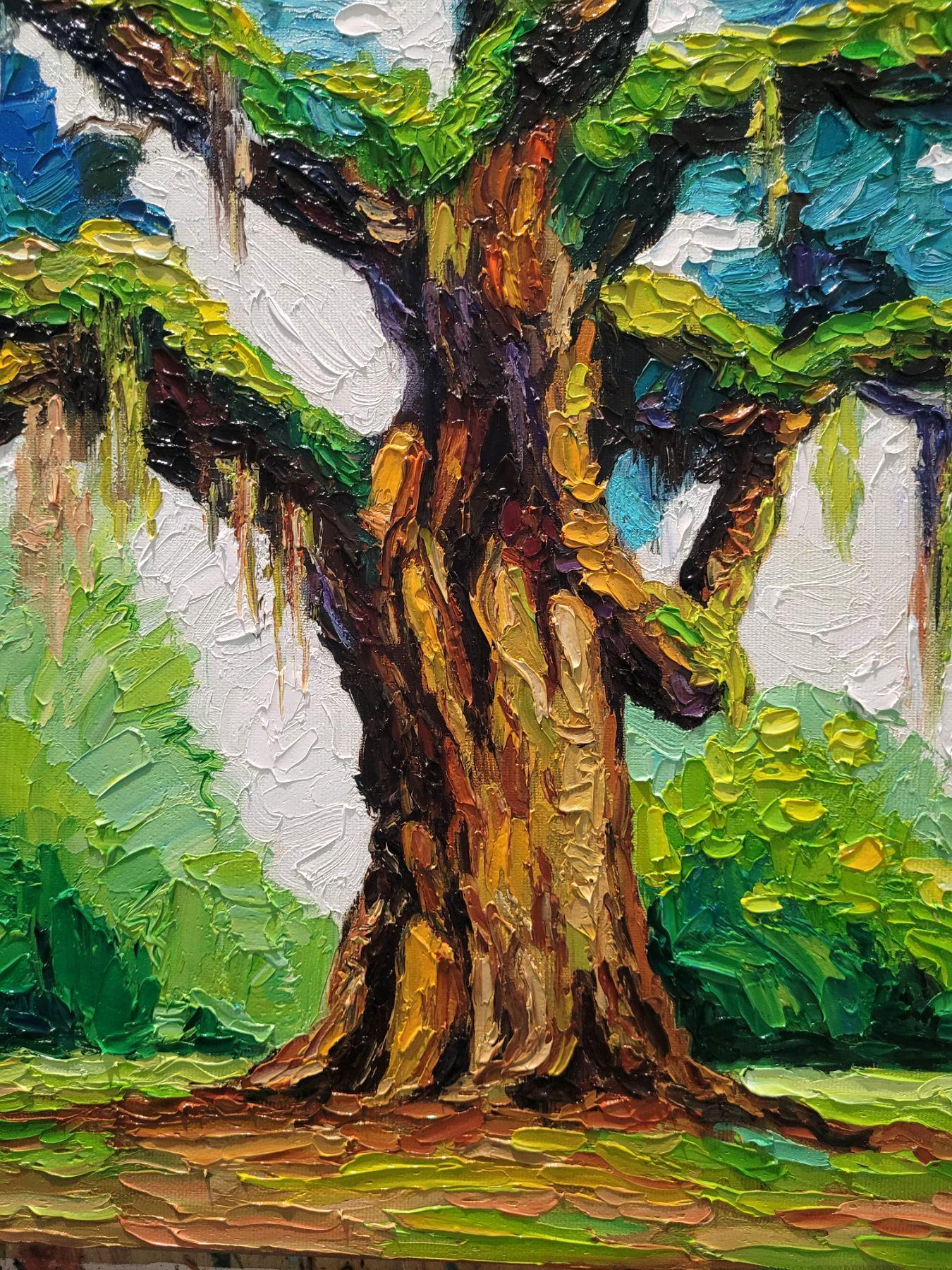 Southern Live Oak Oil Painting Impasto Tree Wall Art Textured