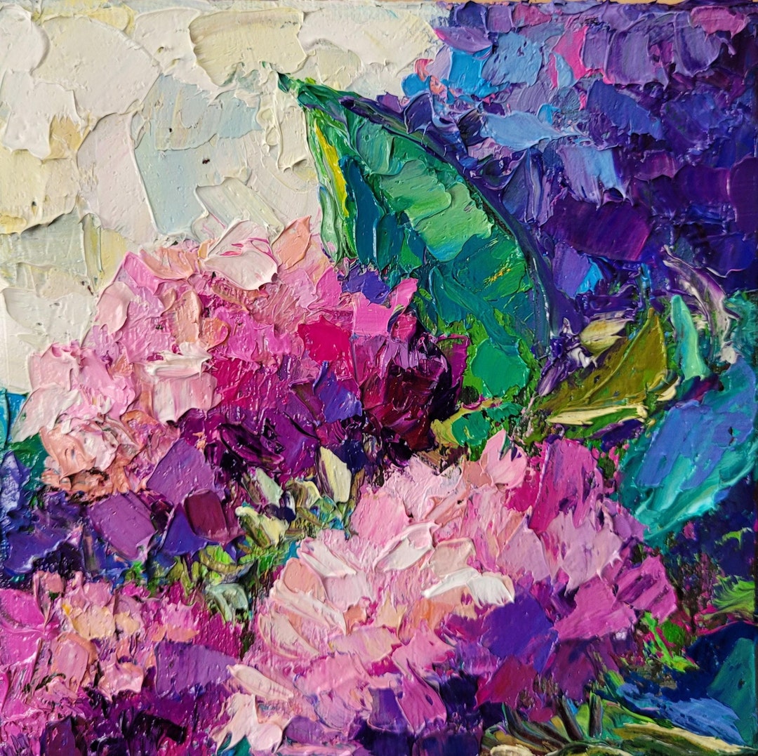 Hydrangea Painting Flower Artwork Original Impasto Oil Painting on ...