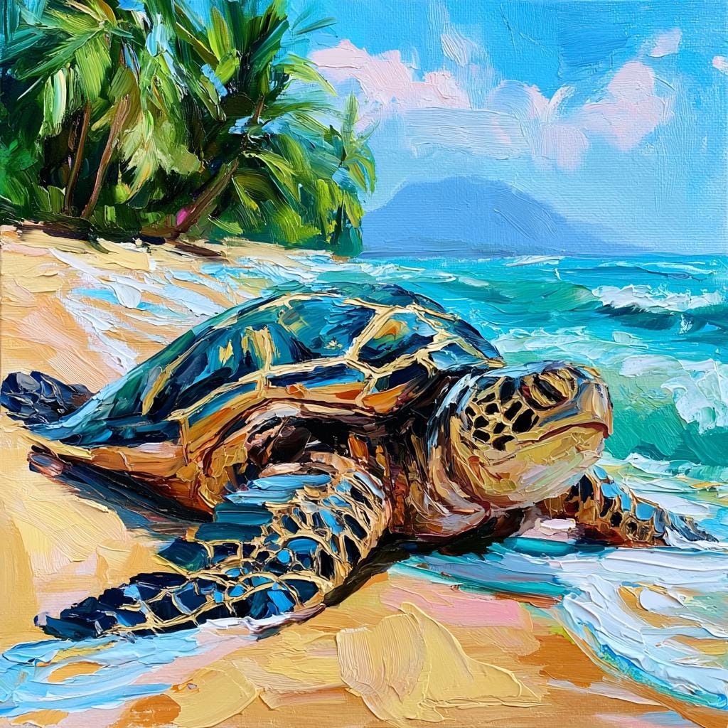 Hawaiian honu painting - Etsy 日本