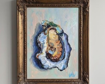 Oyster Oil Painting Original Art Impasto Still Life Coastal Kitchen Seafood Artwork Shellfish Art