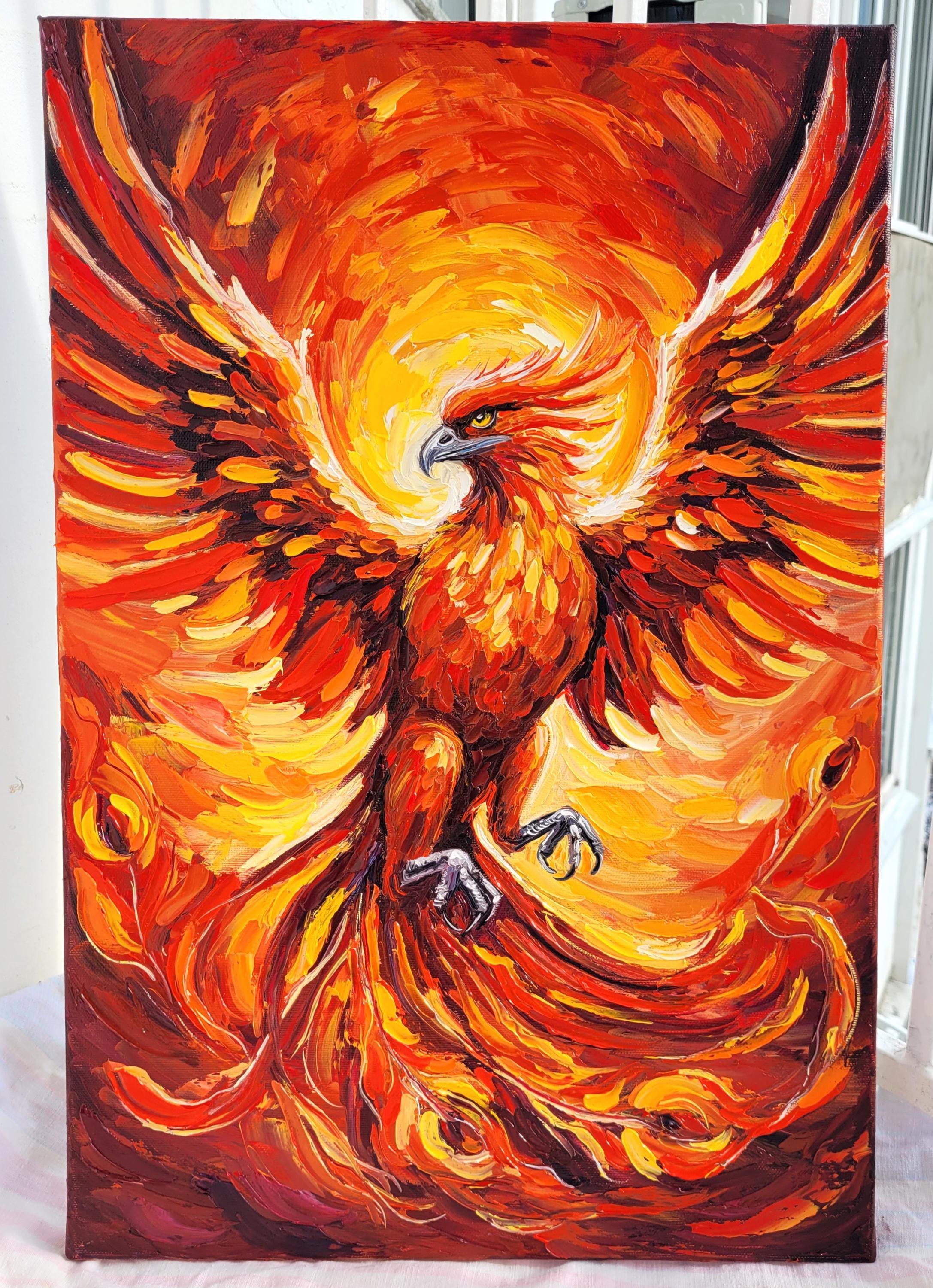 Phoenix Oil Painting - Etsy