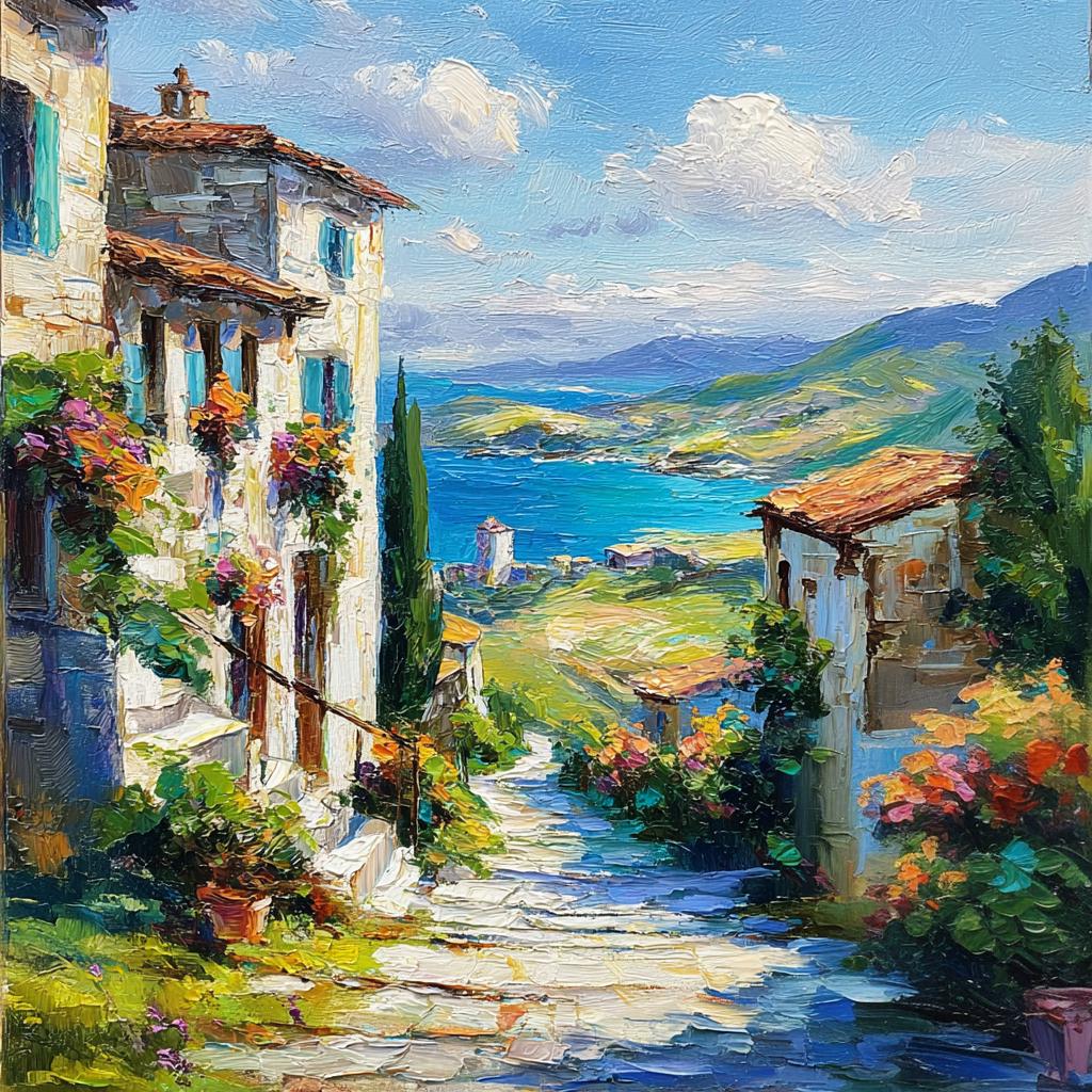 Positano Italy Oil Painting Original Art Impasto Mediterranean