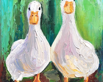 UNTITLED WHITE DUCK ダウン ブルーフォックス　撥水　カーキ Couple Duck Oil Painting 6x8