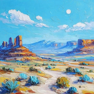 Monument Valley Oil Painting Abstract Original Art Impasto Arizona Utah Desert Southwestern Wall Art