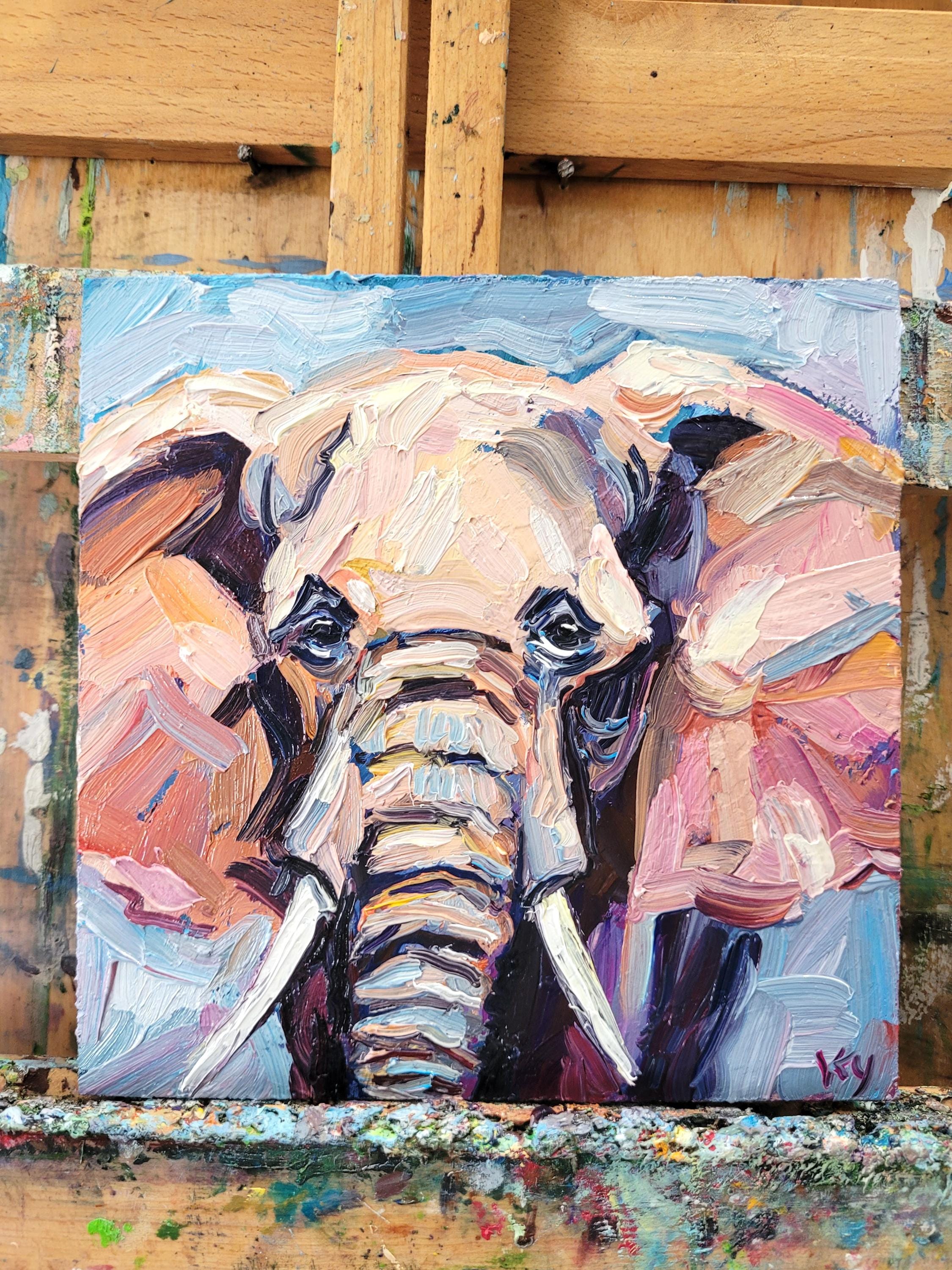 Elephant Original Oil Painting: Original Art for Living Room