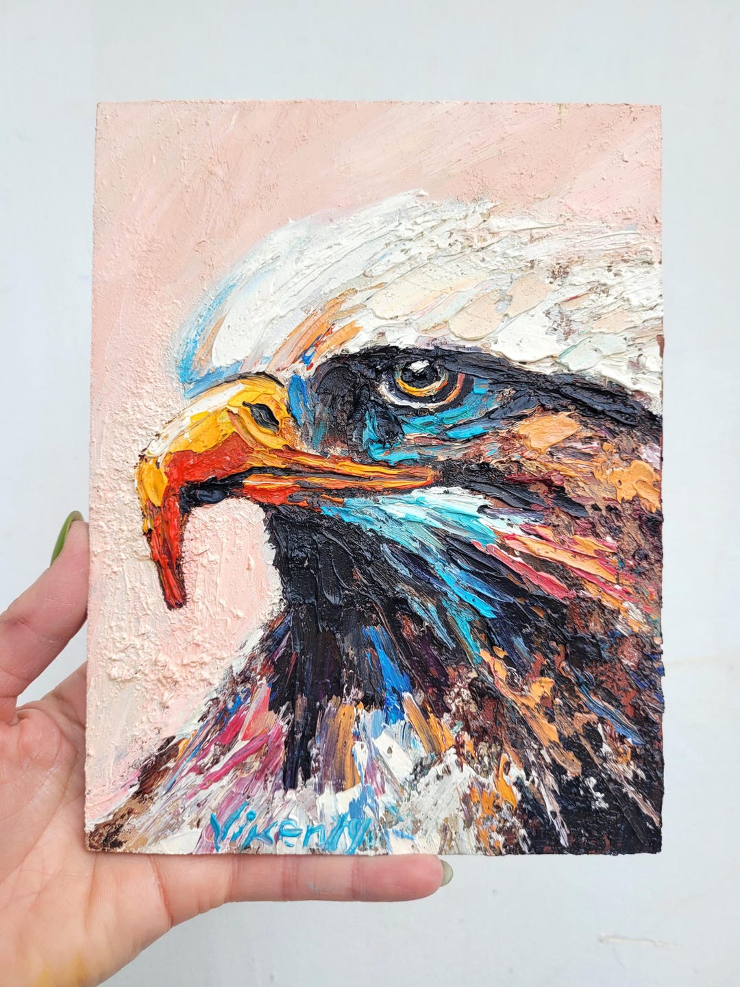 Bald Eagle Painting Birds of Prey Original Art Impasto Oil Painting 6x8 ...